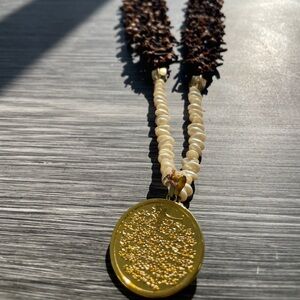 Krunful Clove Long Necklace w Freshwater Pearls and 18k Arab Pendant—